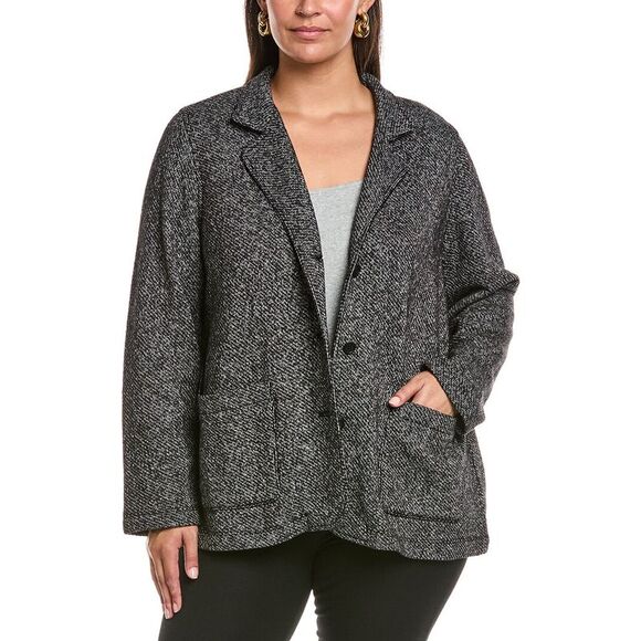 Eileen Fisher WomensPlus Stand Collar Jacket Black
